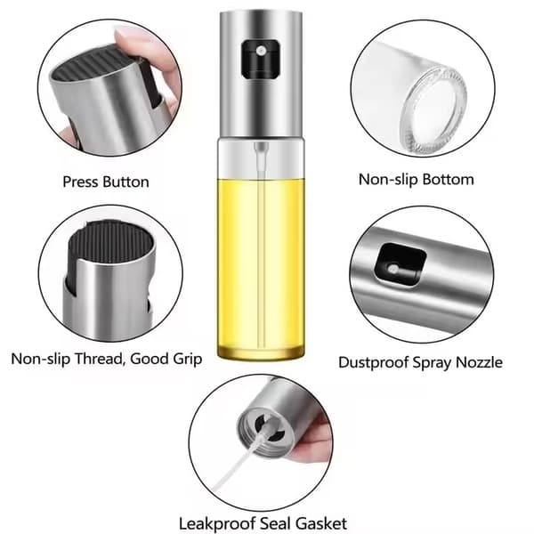 Sprayflaske for olje og eddik – 100 ml Sølv