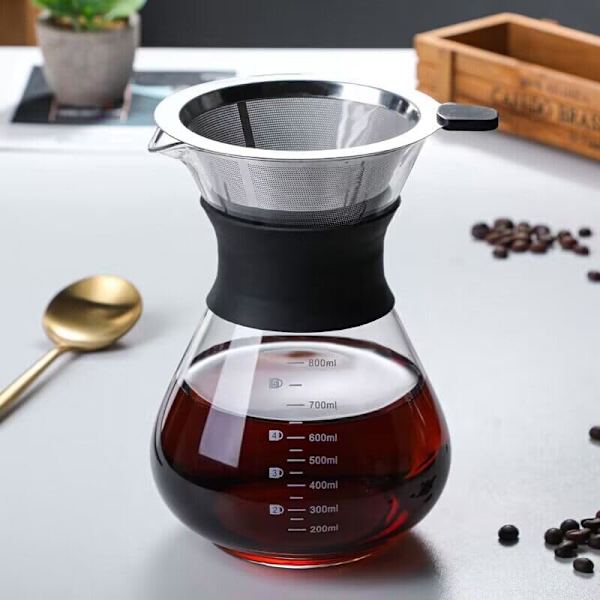 Manuel filterkaffemaskine med filter i rustfrit stål, 800 ml