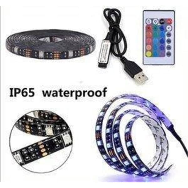 2m IP65 LED stripe RGB SMD5050 - TV - Datamaskin - Bil - USB MultiColor 1x 1x
