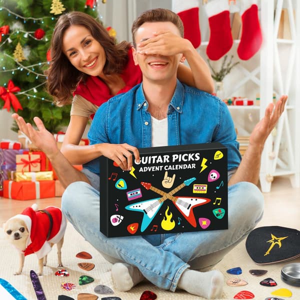 Adventskalender 2025 Gitarrplektrum, 24 dagars adventskalender Gitarrplektrum, för kvinnor & män & julklapp