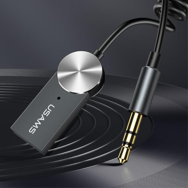 USAMS A2DP Bluetooth 5.0 AUX lydmusikk mottakeradapter svart