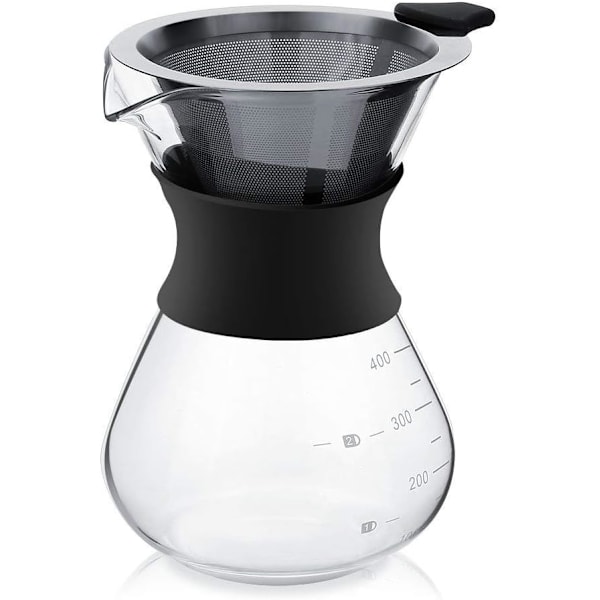 Manuel filterkaffemaskine med filter i rustfrit stål, 400 ml
