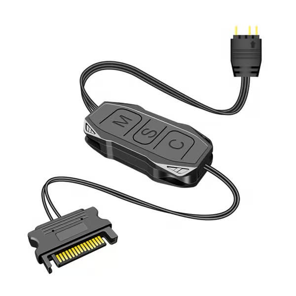 Fjärrkontroll 5V ARGB-kontroller 3Pin SATA-ström för stationär dator för chassifläkt LED-belysning