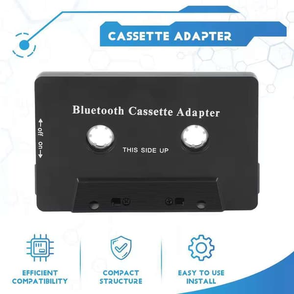 Bluetooth Kassettadapter 5.0 for bilstereo, trådløs mottaker med håndfrie samtaler, svart