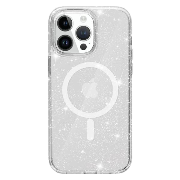 SKALO iPhone 15 Pro Max Glitter Magnetisk Ring TPU Deksel - Hvit Hvit