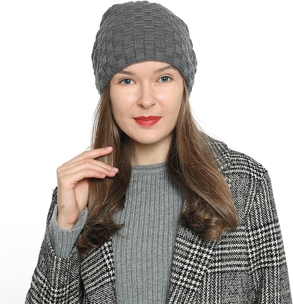 Dam Casual Vintermössa med Varmt Fleecefoder, en Trendig Vinterartikel Gris