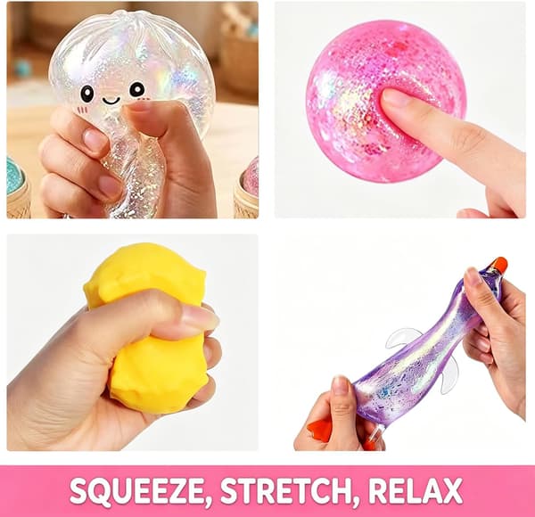 Sensorisk legetøj 25-pak Dumpling Squishy sæt, bløde stressbolde klemmelegetøj, Fidget stressaflastningssæt bolde glitter is opbevaringsdamper gave