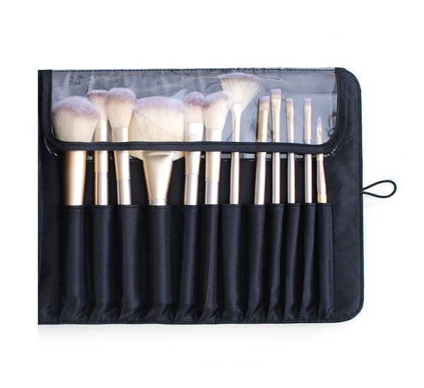Foldbar professionel rejsetaske til makeupbørster, sort black