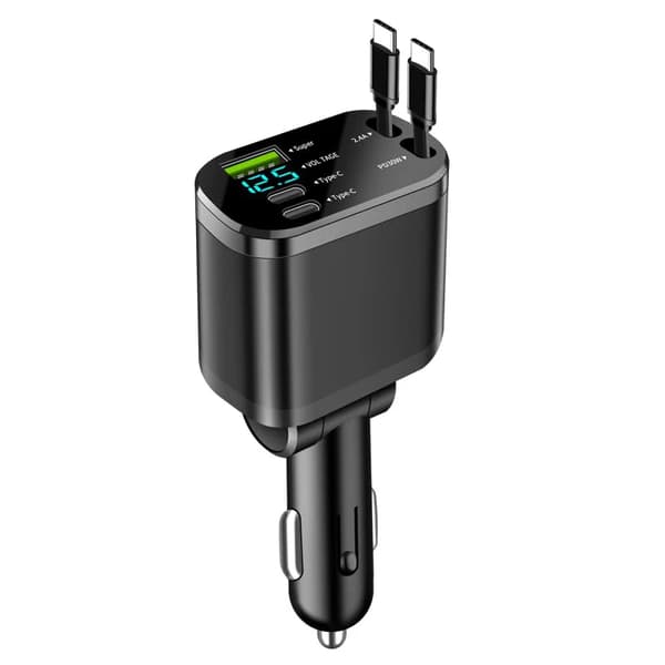 5-i-1 USB-C 100W snabb billaddare | Billaddare med infällbara kablar