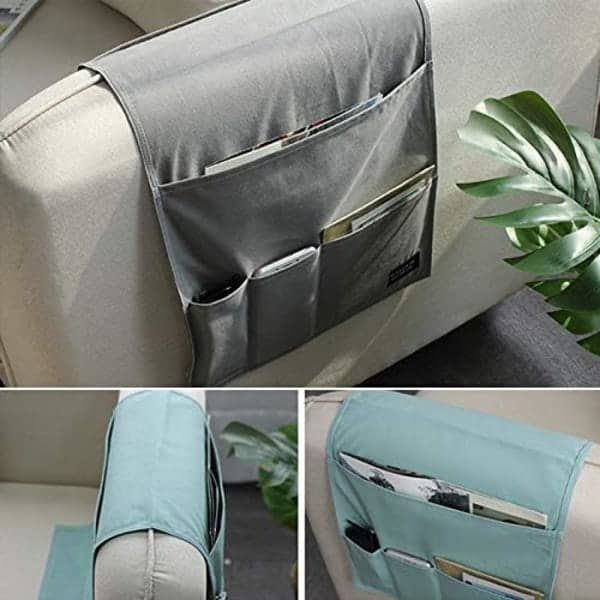 Rosa Sofa Armlene Organizer, Multifunksjonell Sammenleggbar Stoffveske