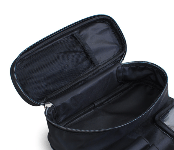 Foldbar professionel rejsetaske til makeupbørster, sort black