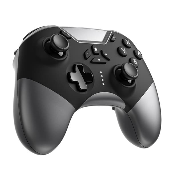Bluetooth spillkontroller multifunksjonell trådløs gamepad med strømdisplay for Switch PC Telefon Nettbrett TV Svart