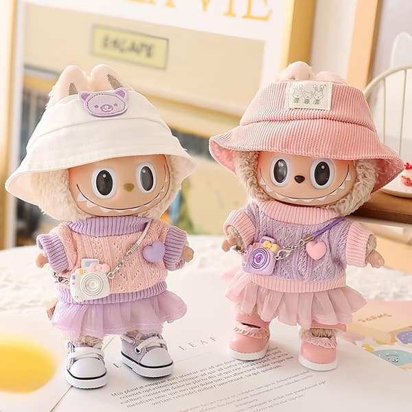 5 stykker tøj til Labubu dukker, tilbehør, stilfuld Kawaii Ou A2