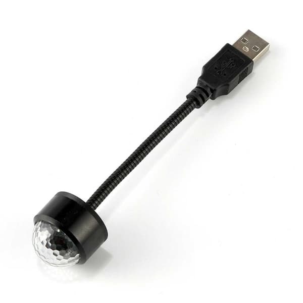 Mini USB LED Discolys til bil natlys sort