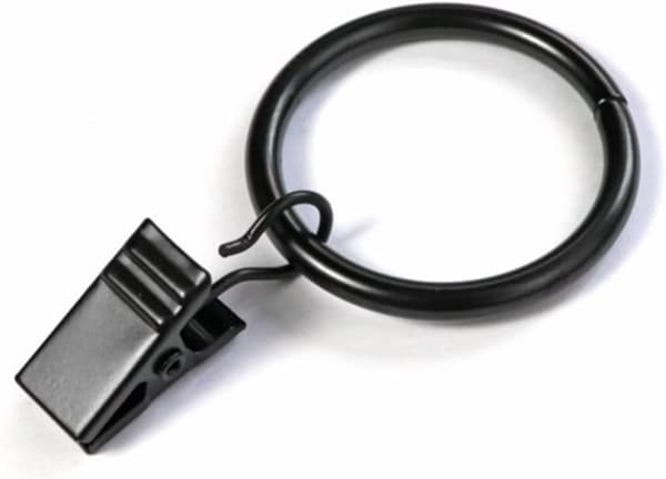 Gardinringe med klemmer sort 20 stk. (LGL)