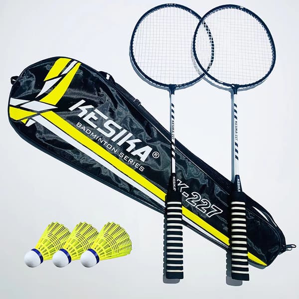 Badmintonracket Dobbelt Racket Slitesterk 2 Racketer Blå C
