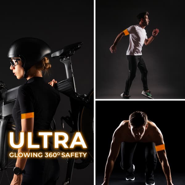 2-pack Uppladdningsbart LED-armband – Hög synlighet Löpljus Orange Orange