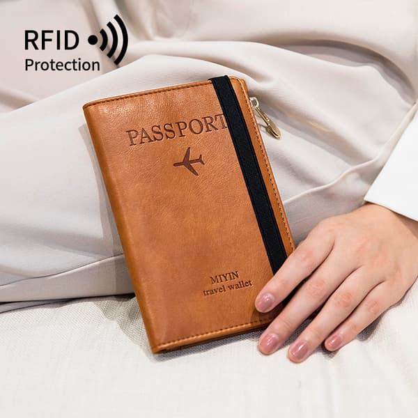 Slank RFID-blokerende pasmappe - Rejseplanlægger med flere rum Sort Sort Black