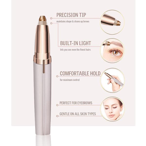 Kvinders Flawless Brows Ansigts Hårfjerner Elektrisk Øjenbrynstrimmer Epilator Rosaguld Rose gold