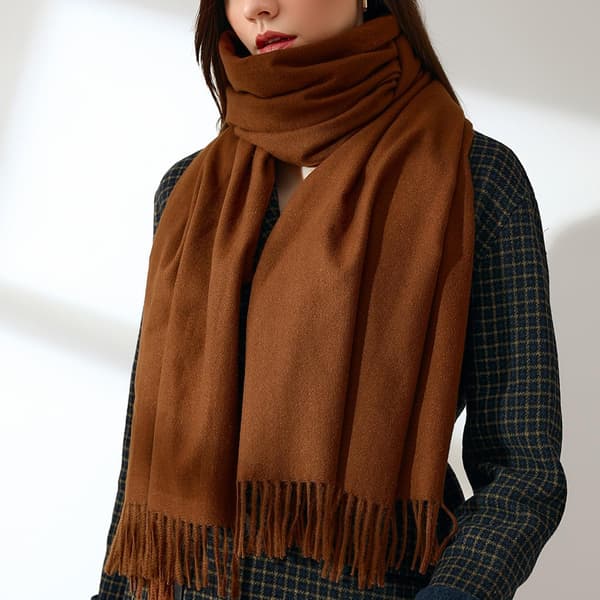 Langt, dobbeltsidet imiteret cashmere-tørklæde til kvinder, varmt til vinter, 10