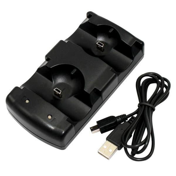 Playstation 3 Controller Ladestation 2 i 1 med LED-indikator kompatibel med Playstation PS3/Move Controller A224