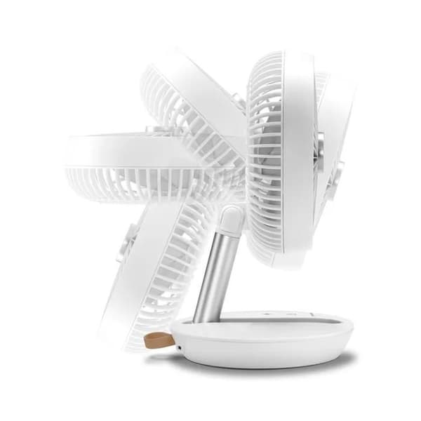 Teleskopisk foldbar ventilator, genopladelig og fleksibel mini bordventilator med 3 vindniveauer, 5W, HVID