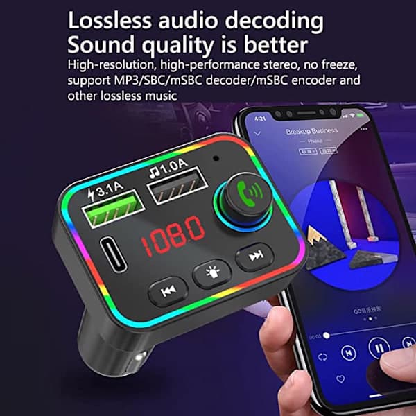 Bluetooth bil FM-sender, 38W PD og QC3.0 rask billader,