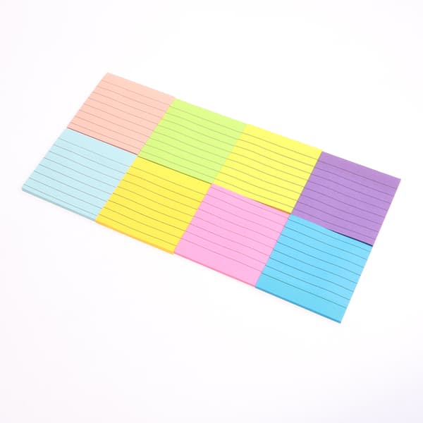 8 stk. Forede Sticky Notes, 7,6 x 7,6 cm Selvklæbende 8 Farver Post It Sticky Notesblok Forede Sticky Farverige Notes til Kontor Skole
