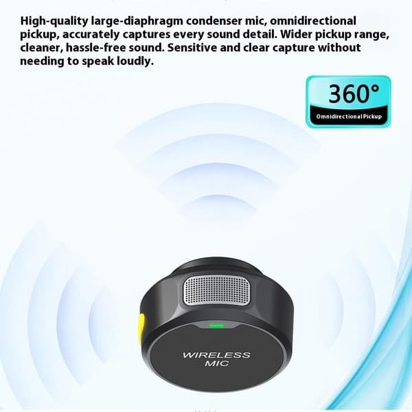 Magnetisk klipsmikrofon Støyreduserende Bluetooth 2 sendere 1 mottaker USB-C Svart