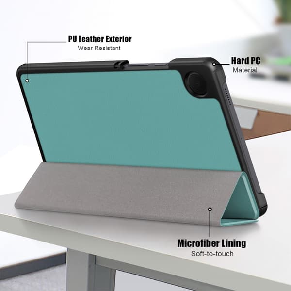 Samsung Galaxy Tab A9 Deksel Tri-Fold PU Lær Svart Grønn