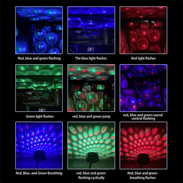 Mini USB LED Discolys til bil natlys sort