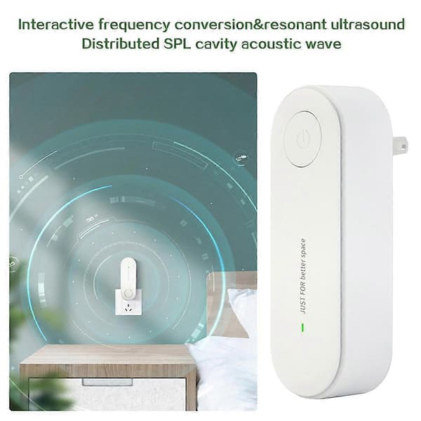 Ultralyd middfjerner, trådløs ultralyd middfjerner, støysvak plug-in middrenser, reduserer støvmidd for luftveisproblemer White US plug