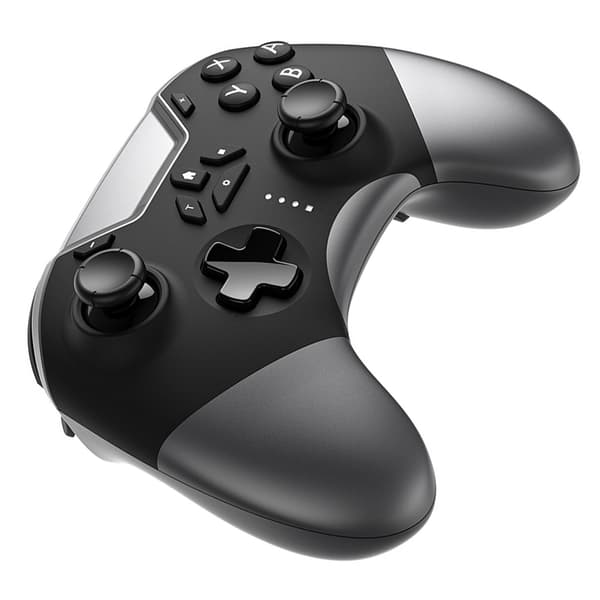 Bluetooth spillkontroller multifunksjonell trådløs gamepad med strømdisplay for Switch PC Telefon Nettbrett TV Svart