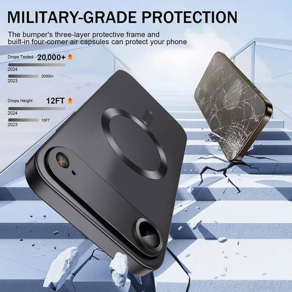 Beskyttelsesetui - EFConnection - til iPhone Air - TPU med sort magnetisk cirkel - 2 glas Sort