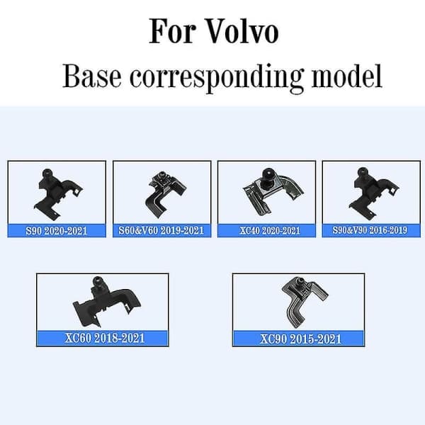 Telefonholder base til Volvo XC60 2018-2021 modeller, biltilbehør.