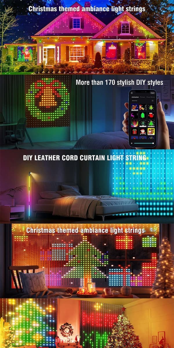 Jule-LED-net til huset & Smart væggardin til udendørs brug - 400 LED RGB (2m*2m) (5V USB-port)