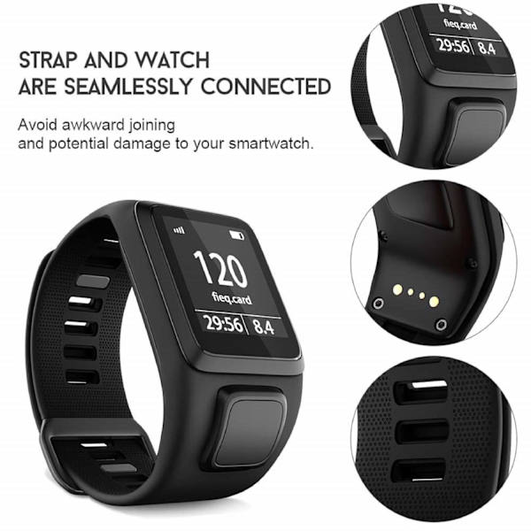 Urrem til TomTom Adventurer / Golfer / Runner / Spark osv. Sort Sort Black