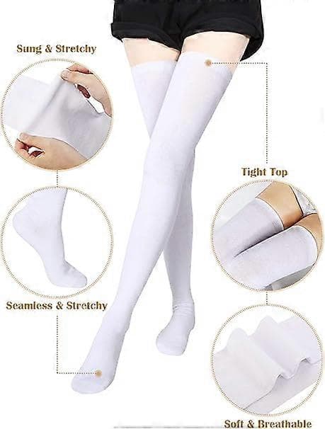 Over Knee Lårhøje Strømper Stribede Strømper 3-Stribede Lårhøje Strømper Dame Strømper Varme Cosplay Strømper til Piger Sort og Hvid
