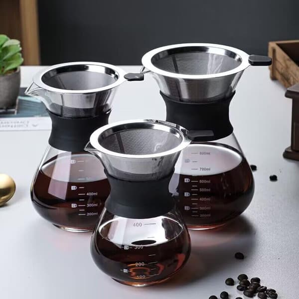 Manuell kaffebryggare med filter i rostfritt stål, 800 ml