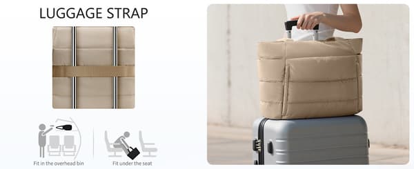 Stor Puffer Tote Bag för kvinnor 15,6 \" Laptopfodral, 20L Vit White