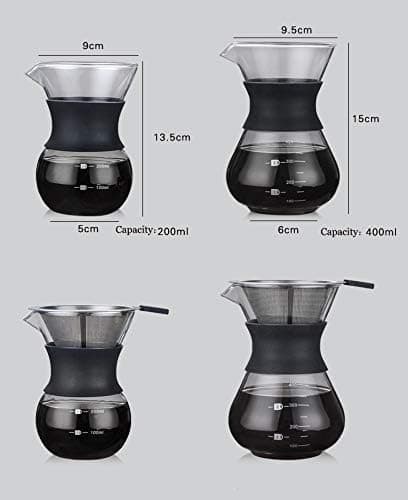 Manuel filterkaffemaskine med filter i rustfrit stål, 200 ml