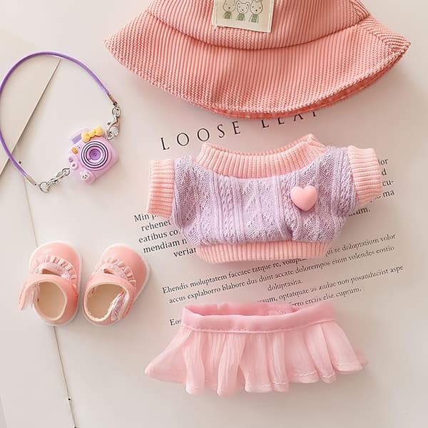 5 stykker tøj til Labubu dukker, tilbehør, stilfuld Kawaii Ou A2