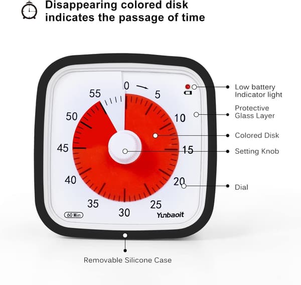 Visuell Timer 60min - klasseromsskole for barn Svart