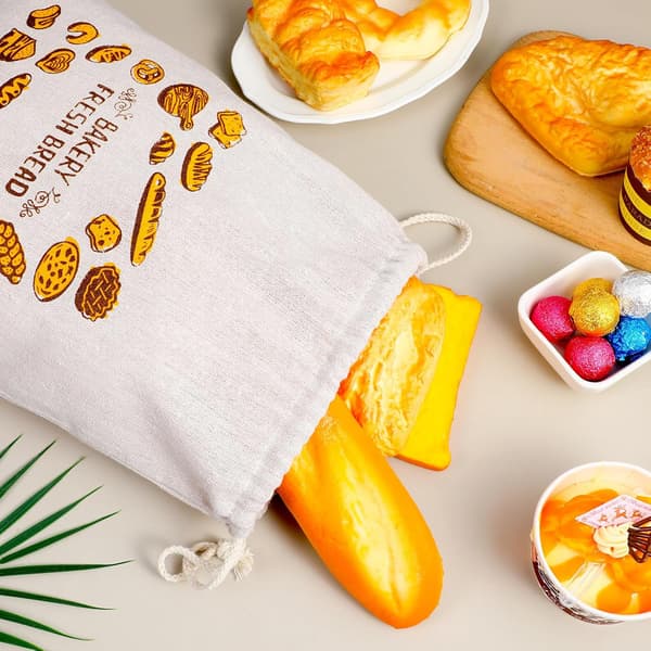 brödpåsar för hembakat bröd, 38cm X 31cm återanvändbara brödpåsar med foder och dragskostängning för förvaring av surdegsbröd