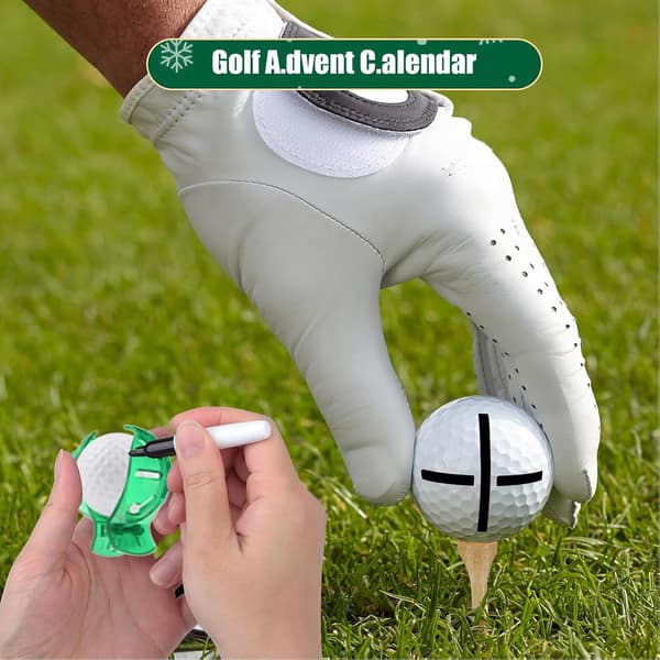 Golf Julekalender 2026 - 24 dages nedtælling med tee-markører og bolde, julekalender til golfelskere