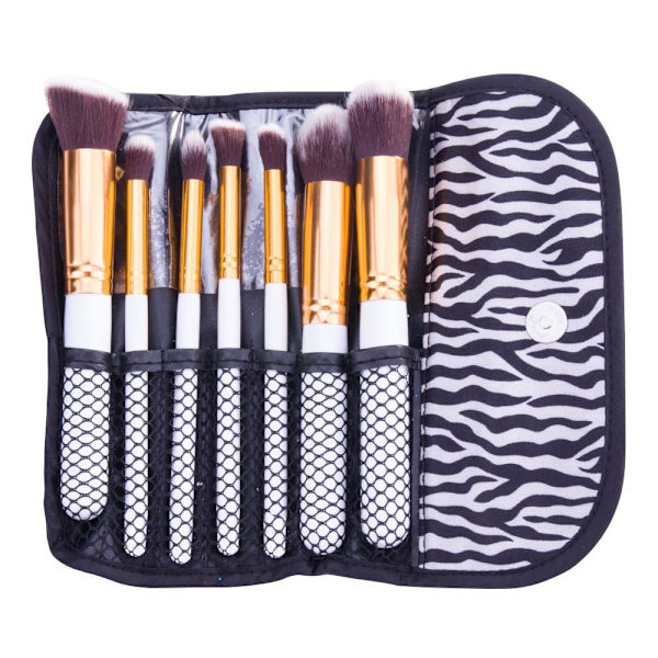 Makeup børste etui med zebra mønster, multicolor
