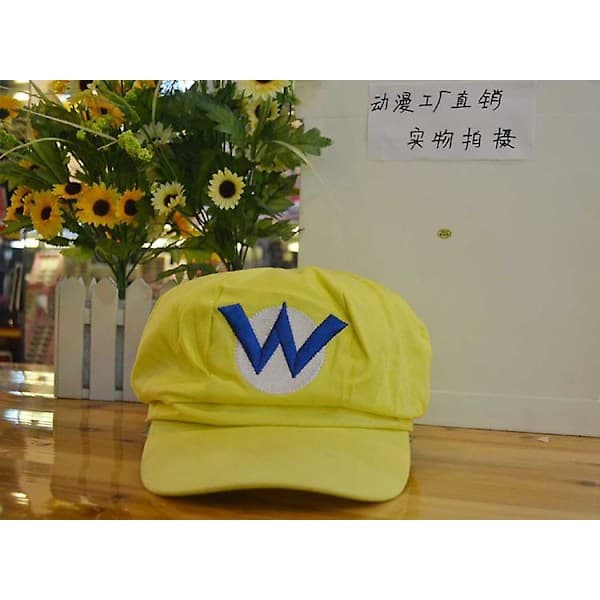 Luigi Bros Hatt med Tryckt Bokstav, Cosplay Hatt - Vit White
