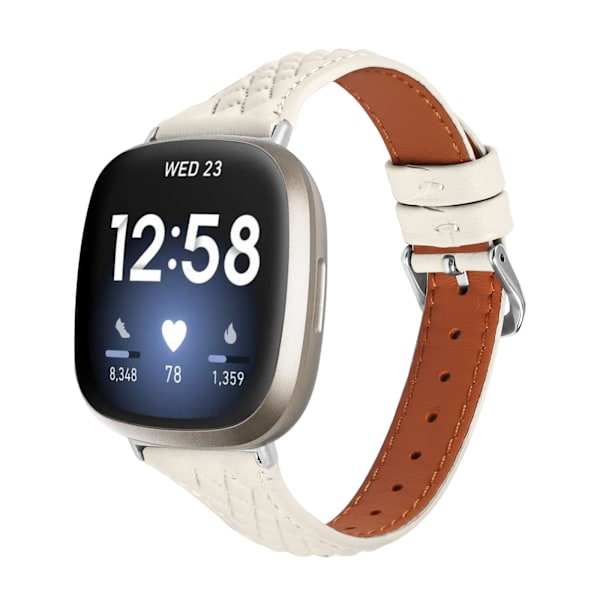 Ægte læderurrem til Fitbit Versa 4 Sort Sort Black