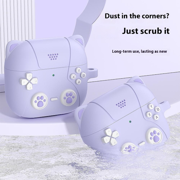 AirPods 4 Sødt Kat Controller Etui - Lilla Lilla