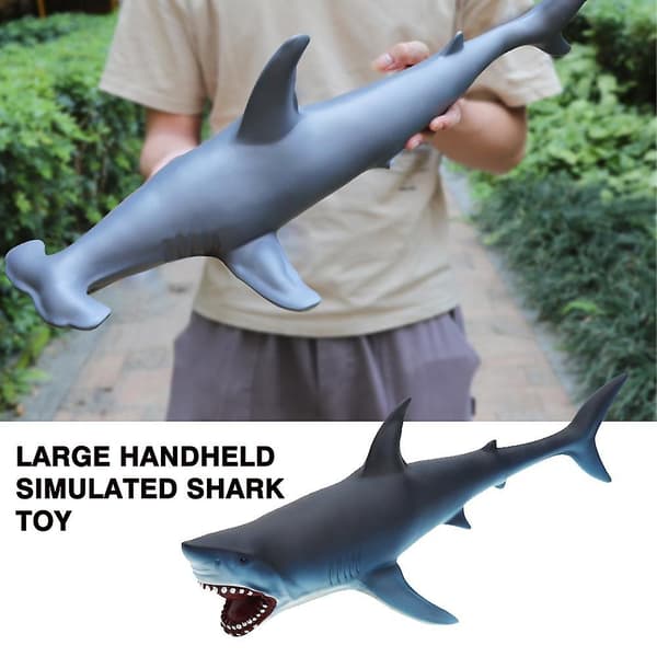 Stor Handhållen Simulerad Vit Haj Leksak Djurmodell Ornament Grey